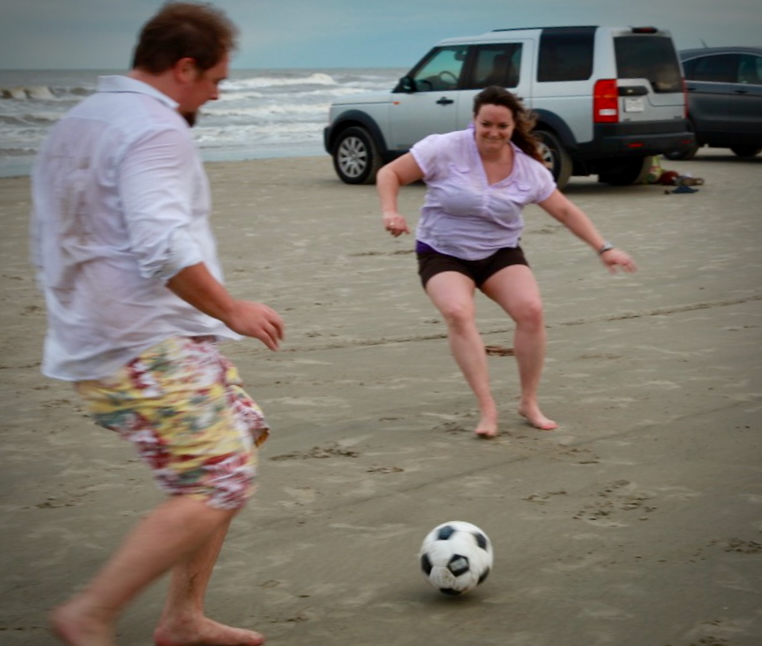 Fig. 15 — Defensive footwork the SUV in the background will remember forever.